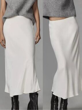 ANTHROPOLOGIE Tilda White Maxi Slip Skirt